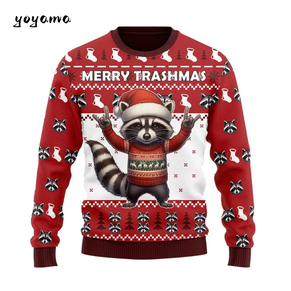 

Funny Racoon 3D Print Ugly Christmas Sweatshirts for Women Cute Animal Unisex Sweatshirts Gifts Polyester Pullover Man Clothing