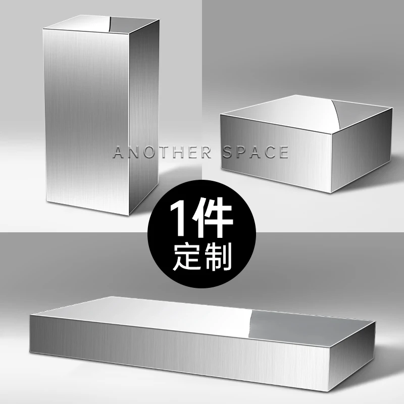 

Platform brushed stainless steel mirror silver display stand, platform window clothing accessories layout, high-grade Nakajima p