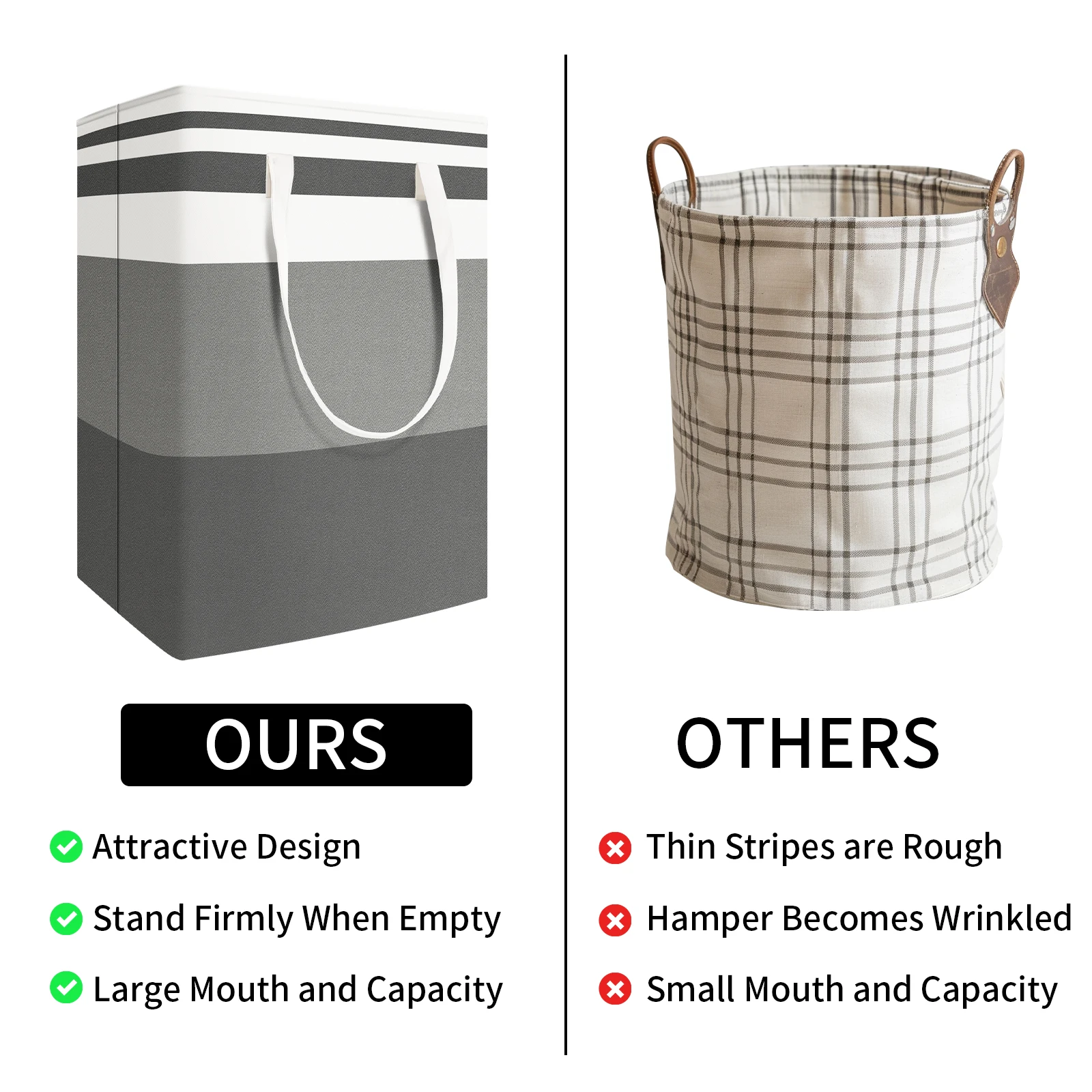 Large Collapsible Laundry Basket 75L Freestanding Clothes Hamper with Easy Carry Handles for Laundry, Bedroom, Dorm, Towels, Toy