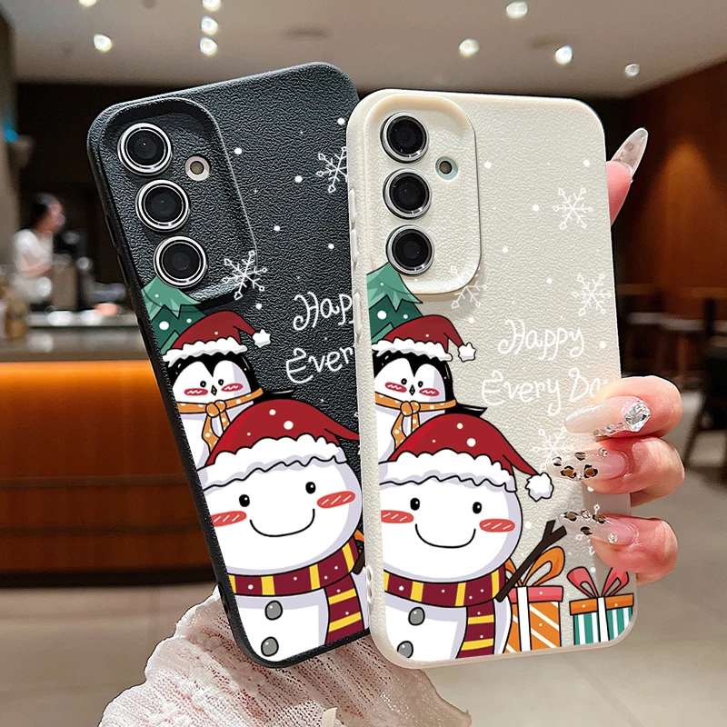 Christmas Penguin Snowman Case For Samsung Galaxy A16 S24 S23 S22 S21 Ultra S20 FE A14 A34 A52 A53 A15 A25 A35 A55 A54 5G Capa