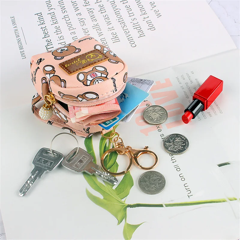 حقيبة لطيفة على شكل سلسلة المفاتيح محفظة نسائية للعملات المعدنية النساء الفتيات حقيبة ظهر صغيرة مفاتيح بطاقة المفاتيح حقيبة يد محفظة قلادة حلقة رئيسية #5