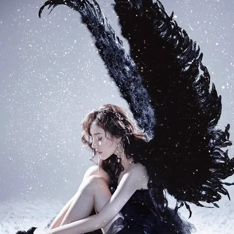 

Black Wing Feather Fairy Photo Portrait Photography Travel Performance Props Bar and Nightclub Fashion Show