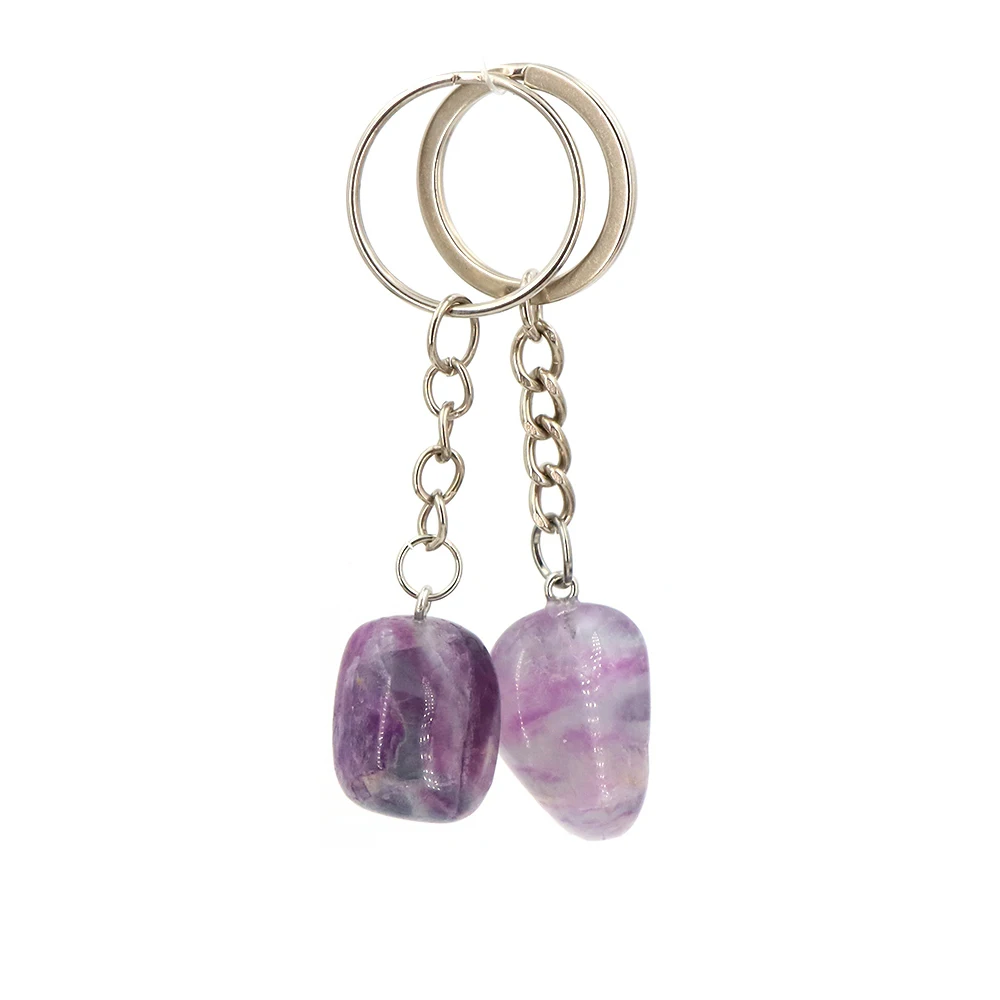 Natural Stone Key Chain Gemstone Reiki Healing Quartz Irregular Stone Pendants Charms Key Chains for Women Men Gift Accessory - view 4