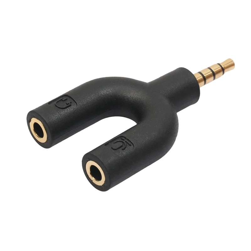 HOT-U Type Adapter Dual 3.5 MM Headphone Plug Audio Cables Splitter Microphone 2 In 1 Swivel Connector For Android Iphone