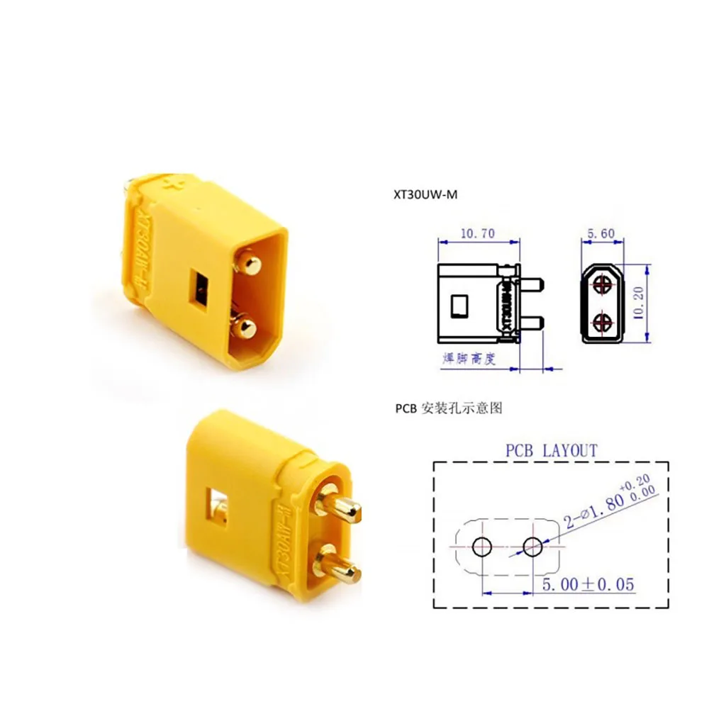 10PCS XT30AW-M XT30UW-F Waterproof Plug with Lock Buckle XT30AW Male XT30UW Female Connector For RC Aircraft FPV For  Amass