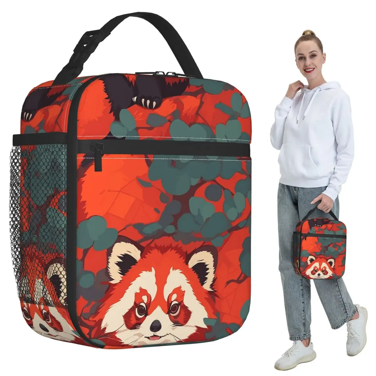 Red Panda Insulated Lunch Bag for Kids School Cooler Thermal Food Box Tote Leakproof Lunch Boxes Container