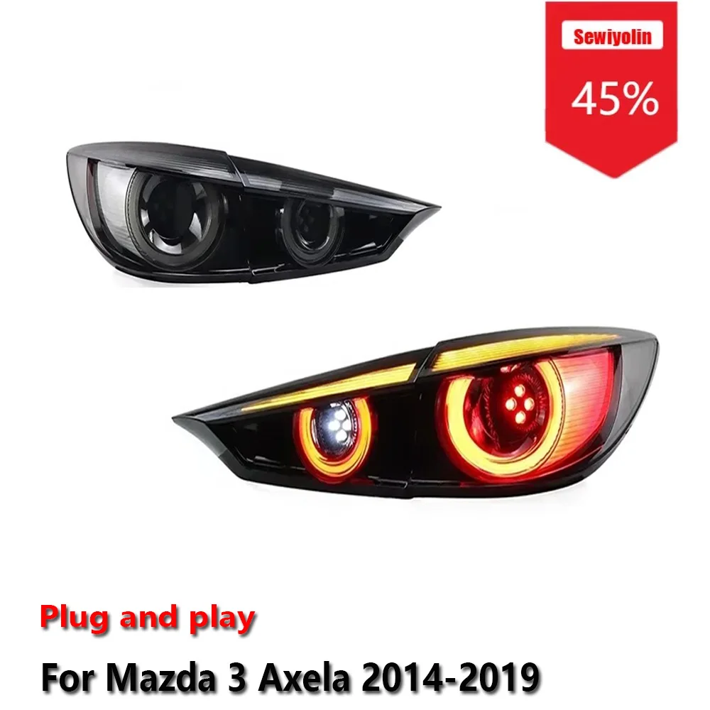 

Sewiyolin Car LED Tail Light Assemblies For Mazda 3 Axela 2014-2019 Auto Fog DRL Brake Turn Signal Lamp Plug and Play