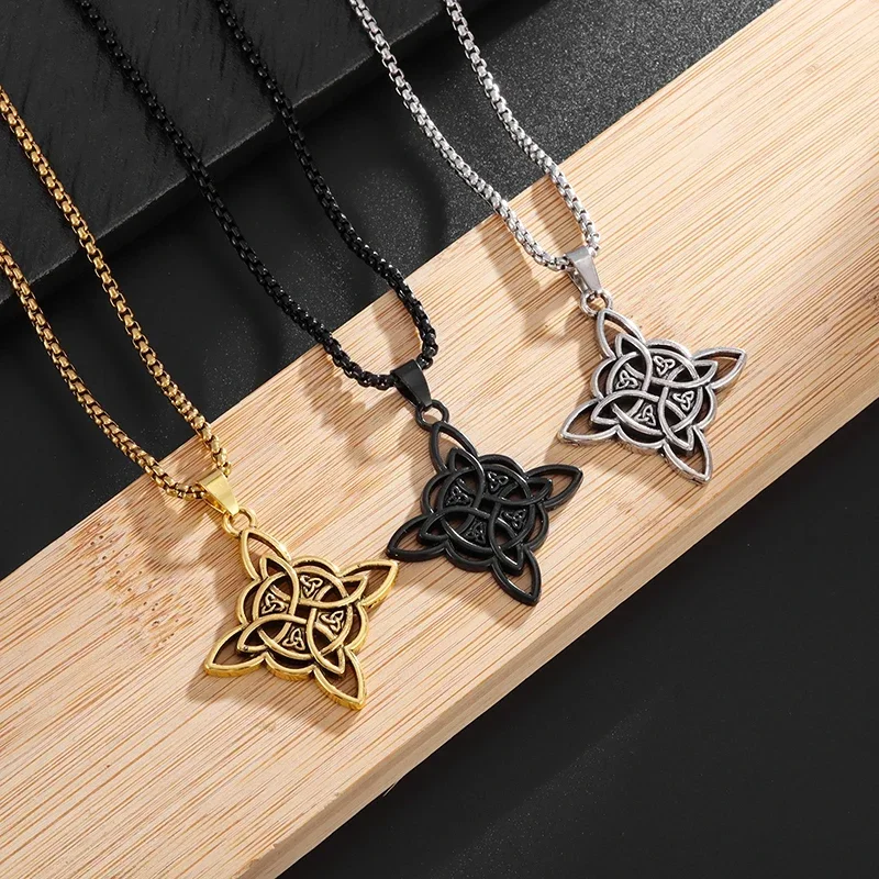 Vintage Celtic Witchcraft Witch's Knot Pendant Trinity Necklace for Men and Women Fashion Jewelry Amulet Gift