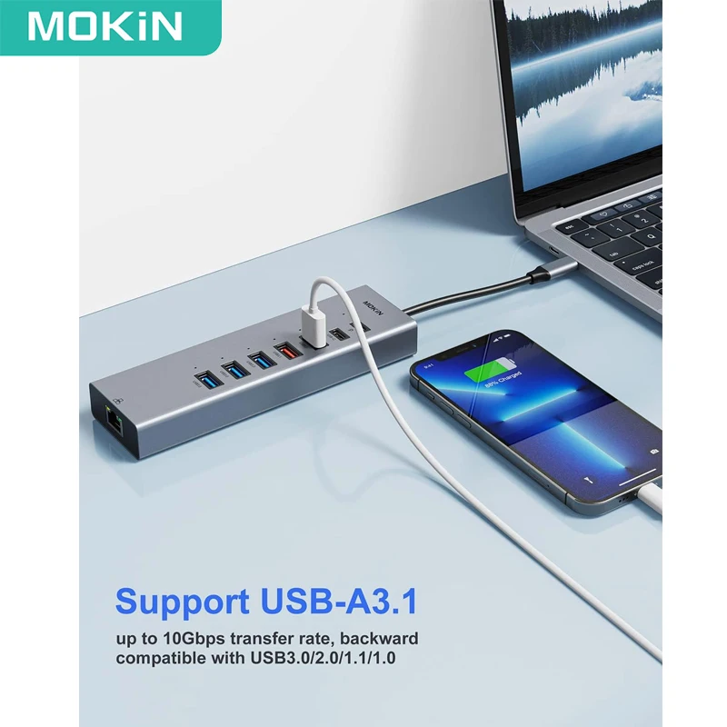 MOKiN 10 in 1 USB C HUB 3.1 Multi Splitter Adapter USB C Docking Station with HDMI 4K 60Hz TV Dock for PC Computer Macbook Pro