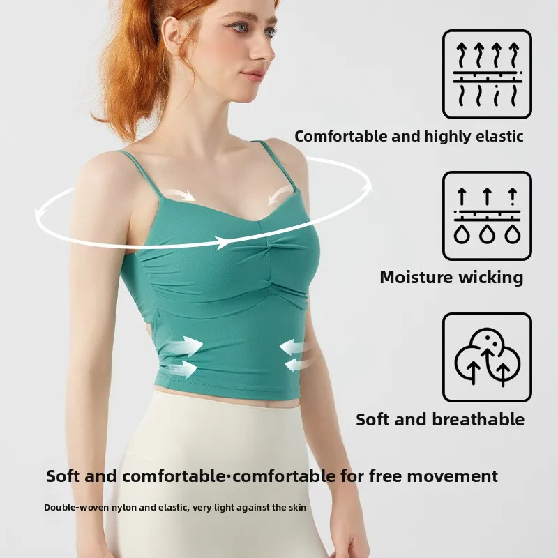 مثير معقود الجوف خارج عارية الذراعين Strappy تانك الأعلى المرأة عالية مرونة كأس ثابت عارية الذراعين سترة رياضية