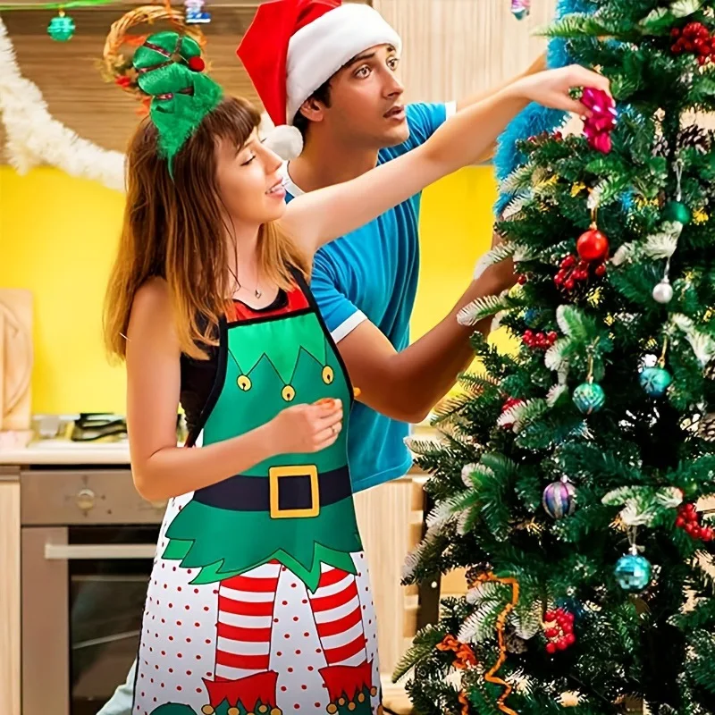Tablier de noël nouveau style, imperméable et résistant à l'huile, cadeau de noël, tablier décoratif créatif et amusant