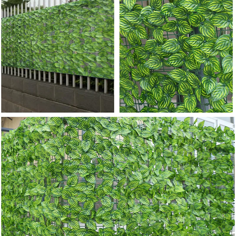 Artificial Plants Ivy Hedge Green Leaf Fence Panels Fake Grass Privacy Fence Screen for DIY Home Garden Decoration Outdoor Turf