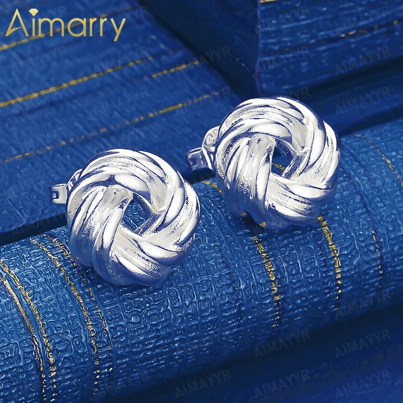 925 Sterling Silver Vintage Twisted Rope Knot Earrings for Women's Parties Banquets Weddings High-quality Fashion Jewelry