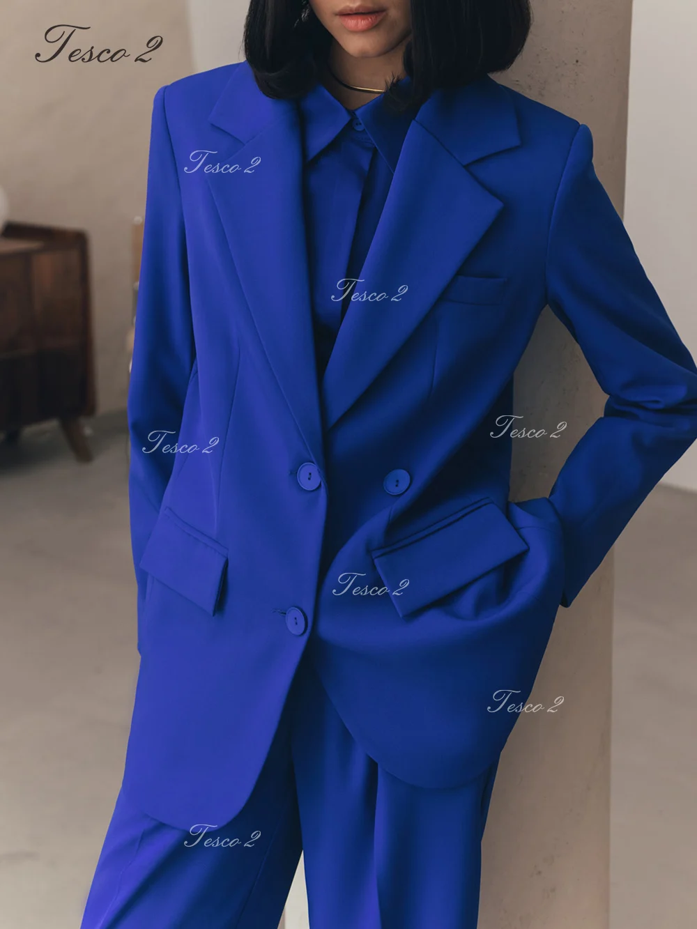 Tesco-traje Formal para mujer, chaqueta holgada, pantalones, traje de dama de oficina, traje de moda para primavera y otoño, 2 piezas