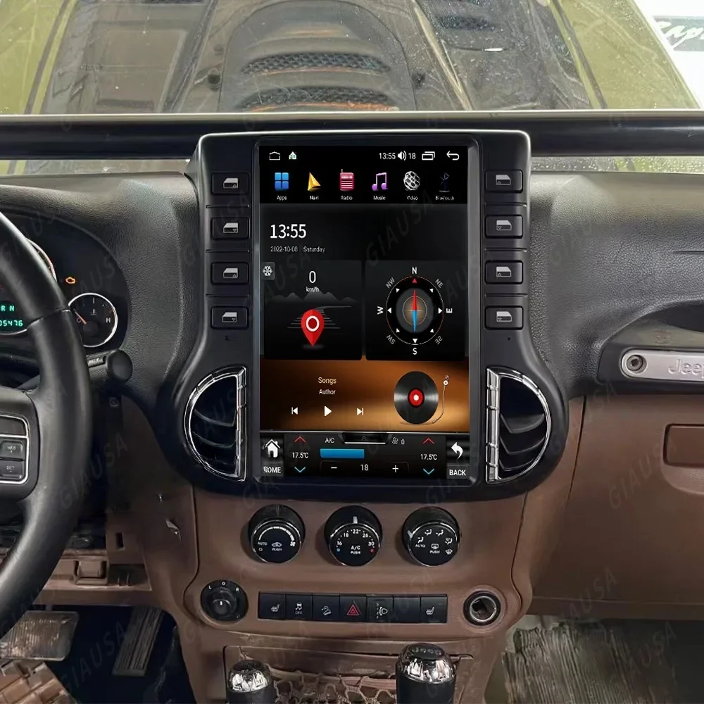 Radio Mobil Layar Vertikal Android 13 Untuk Jeep Wrangler 3 JK 2011-2017 Pemutar Multimedia Video Stereo GPS Navigasi Head Unit