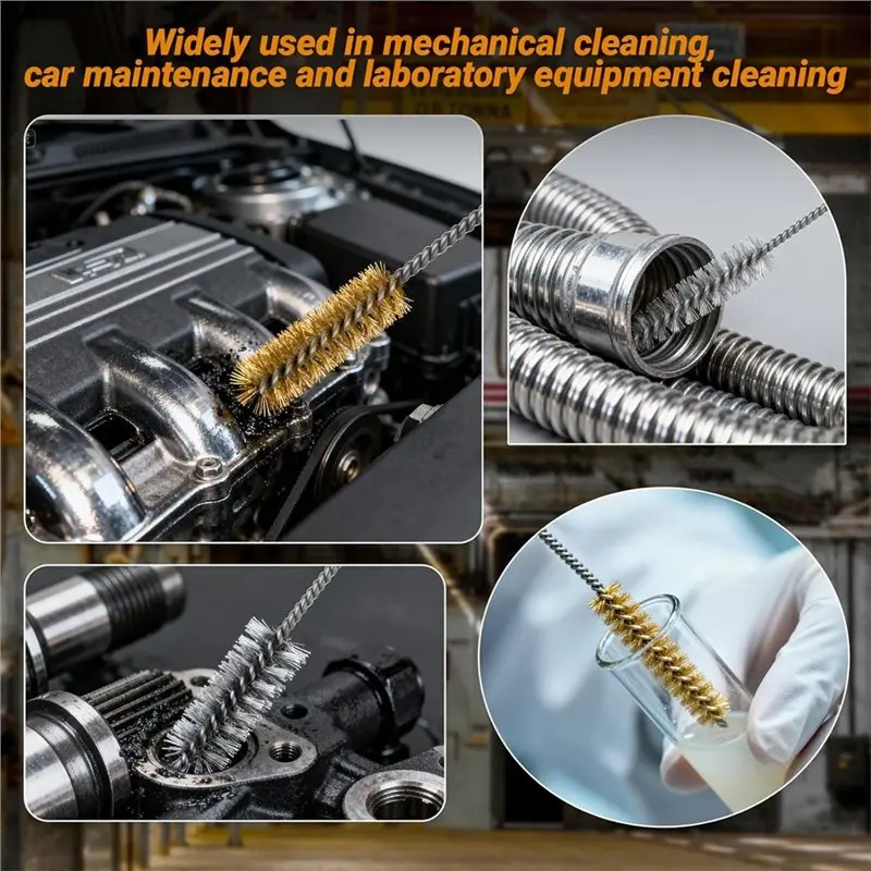 مجموعة فرش تنظيف المحرك ABGH-16 قطعة من فرش تنظيف الأنابيب المصنوعة من الفولاذ المقاوم للصدأ النحاسية، منظف أنابيب سلكي دائري 12 بوصة للأنابيب العميقة #2