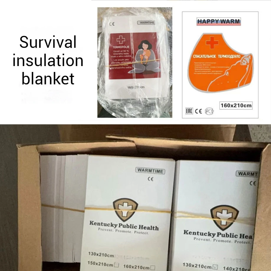 Outdoor survival insulation blanket, first aid blanket, double-sided sunscreen blanket, portable emergency survival equipment