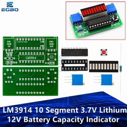 EGBO LM3914 10 Segment 3.7V Lithium 12V Battery Capacity Indicator Module Power Level Tester LED Display Electronic DIY Kits