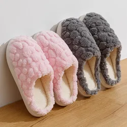 Fashion Shoes Couple Winter Toe Wrap Warm Cotton Slippers Thick Soft Sole Slides Men Women Indoor Floor Flat Home Non-slip Shoes