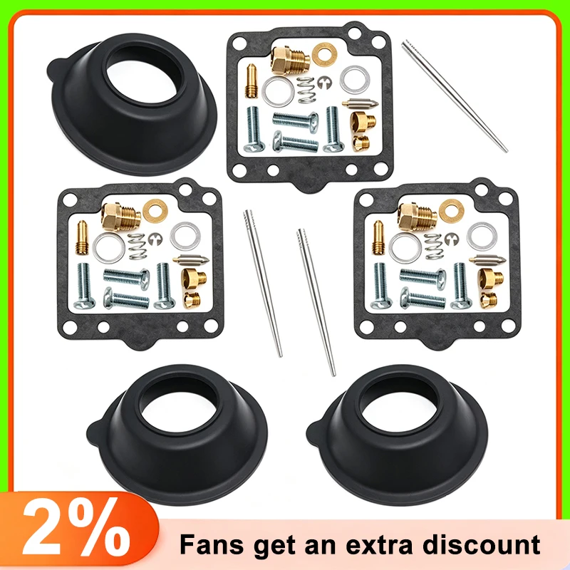 For Yamaha XS750 XS750S 1978-1979 Carb Repair Kit Carburetor Rebuild Set with Vacuum Diaphragms
