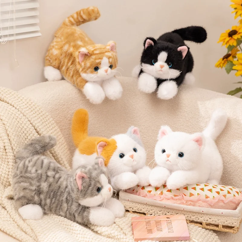

New Cute 5 colors Lying Cat Doll Plush Pillow Kawaii Cartoon Black Cat Animal Gift Stuffed Toy Home Sleep Decor Valentine's Day