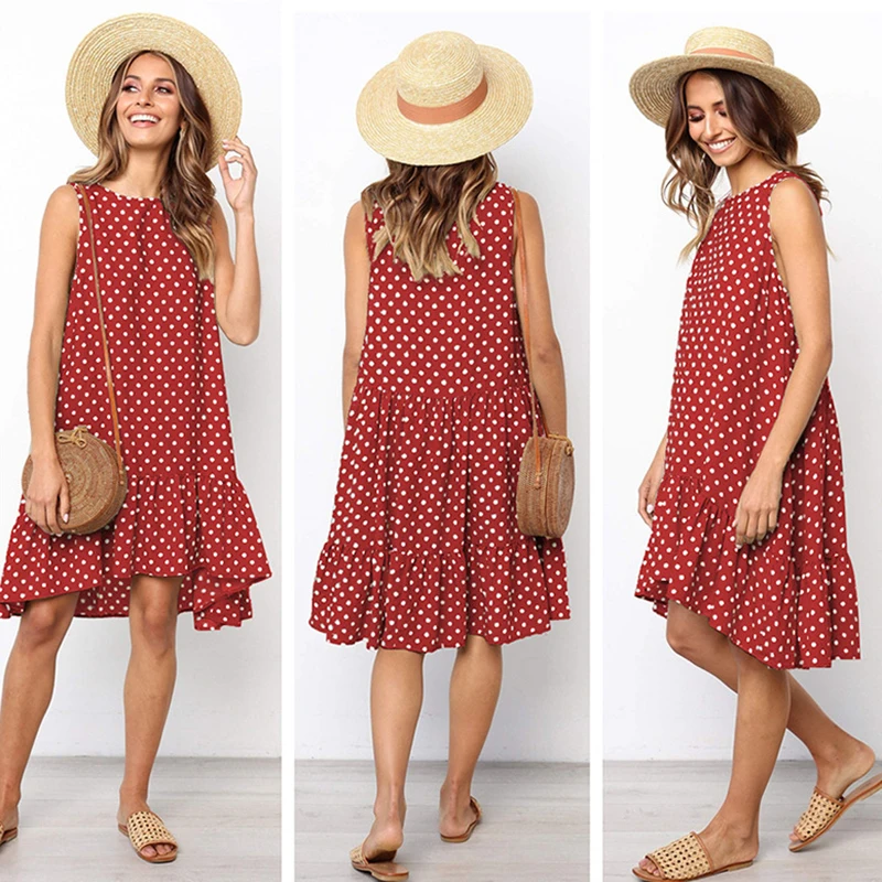 Jocoo Jolee Polka Dot Dress Ruffle Women Spring Summer Dress Sexy Slim Thin Beach Party O Neck Mini Dress Vestidos Oversized