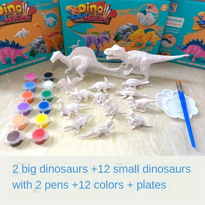 Quebra-cabeça pintado com grafite infantil, colorir dinossauros, modelo artesanal DIY, boneca pintada, brinquedos para meninos e meninas