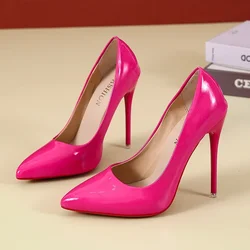 2023 Spring Super High 12cm Stiletto Heels Pumps Women Shoes Pointed Toe Florescence Patent Leather Office Thin Heel