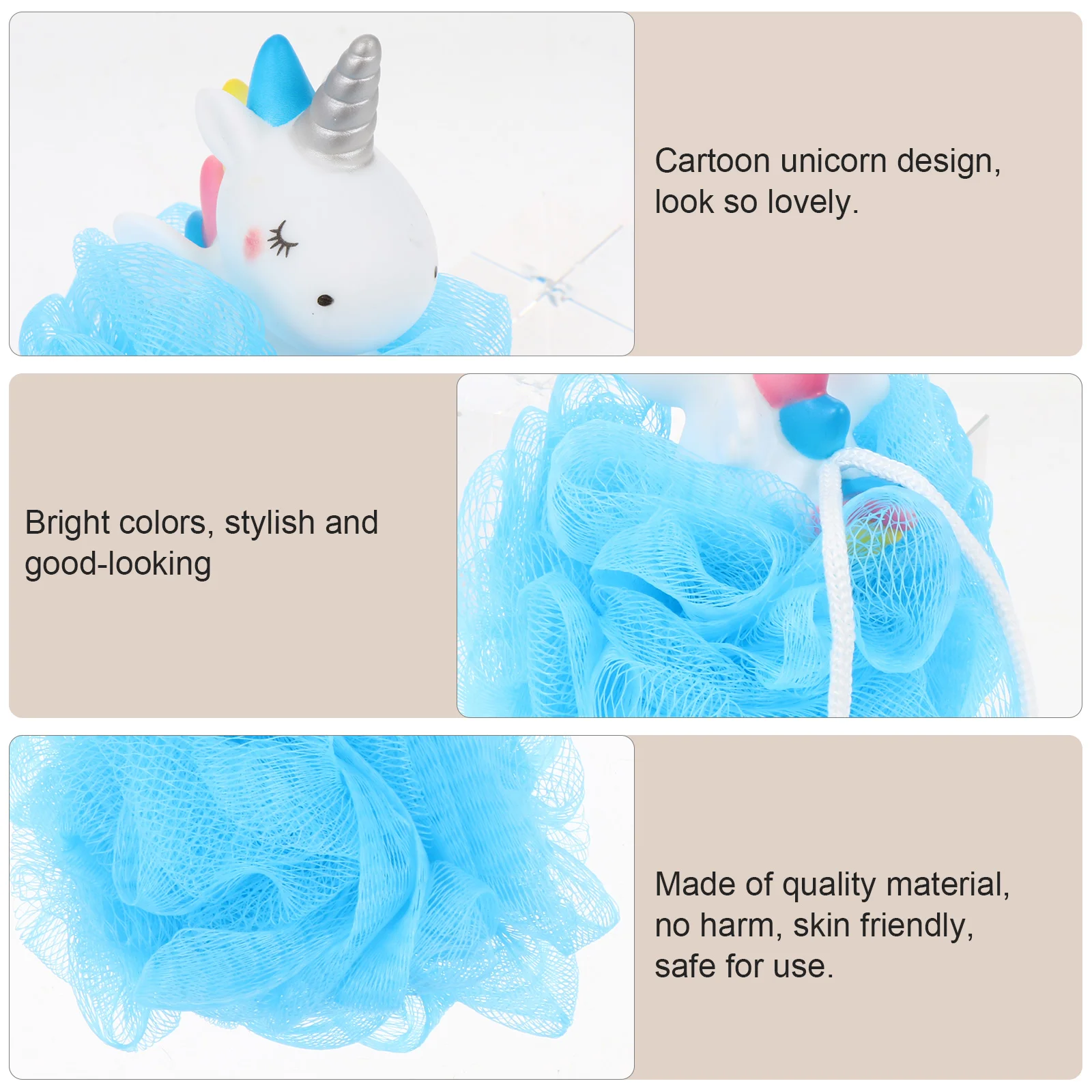 2 Pcs Bath Brush Unicorn Ball Man Sponge Kids Exfoliating Pvc Cartoon Shower Mesh Body wash fan