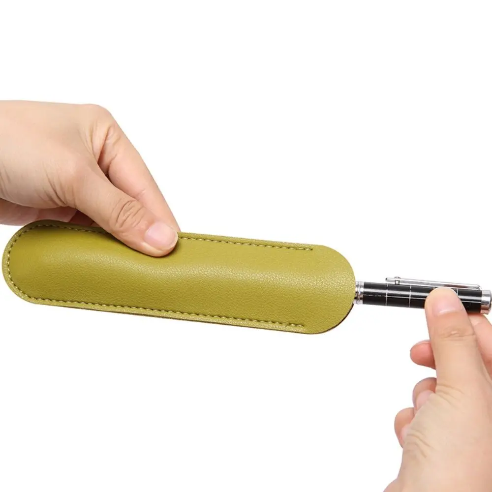 

PU Leather Leather Pen Bag Half Open Handmade Pen Protective Bag Vintage Soft Pen Sleeve Pouch Exquisite Gifts