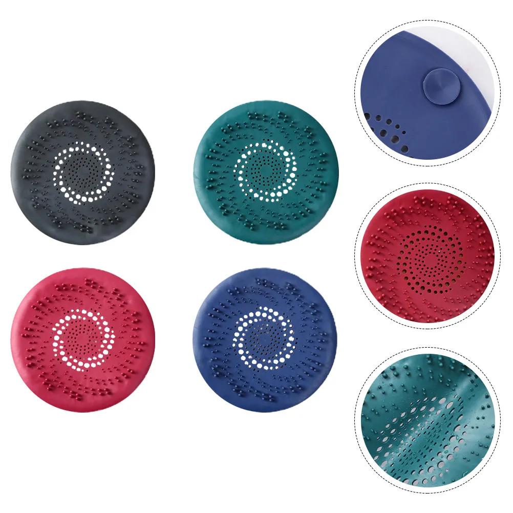 

4pcs Silicone Kitchen Sink Strainer Drain Catcher Pinhole Design Anti-Clog Hair Stopper For Bathroom Sink Drain Plugs