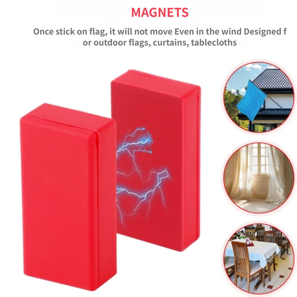 1Pair Heavy Duty Flag Drapery Weight Stack Anti-Wind Rectangular Red Flag Weights for Wind Magnet Silicone Magnetic Weight Stack