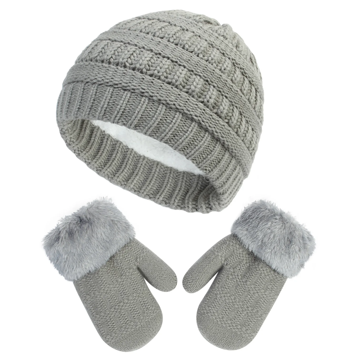 0-6 Years Old Boys and Girls Beanie and Gloves Set Autumn Winter Soft Warm Fleece Slouchy Beanies for Kids Snow Skullies&Beanies