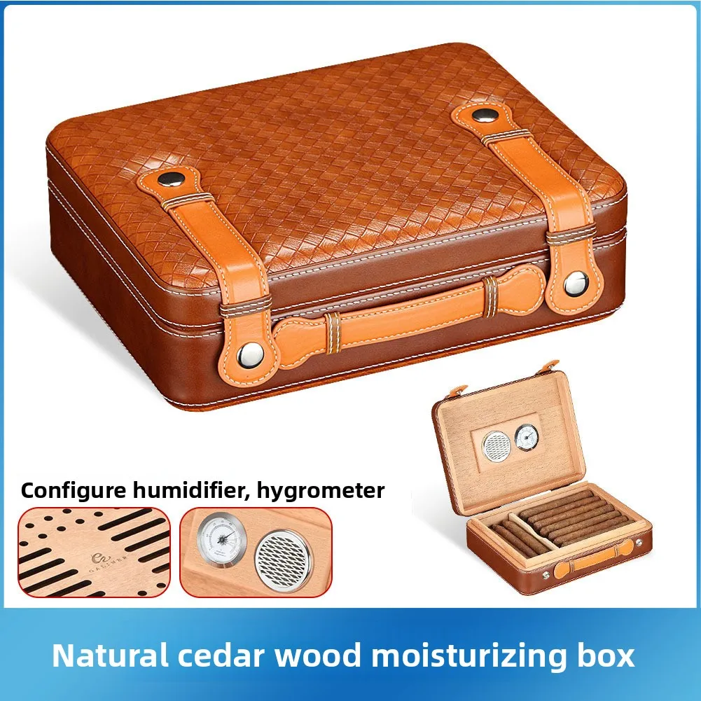 

Portable Cuban Cigar Humidor Storage Box Solid Wood with Hygrometer and Constant Temperature