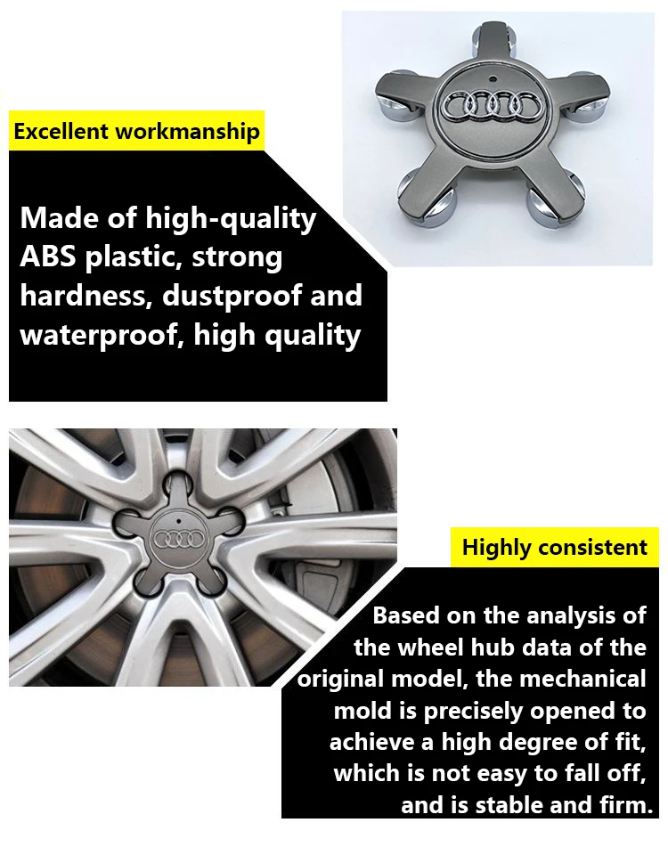 4pcs 60mm 61mm 69mm 135mm 4F0601165N Car Styling Wheel Center Cap Hub Covers Badge For Audi A3 A4 A5 A6 A7 A8 S4 S6 Accessories