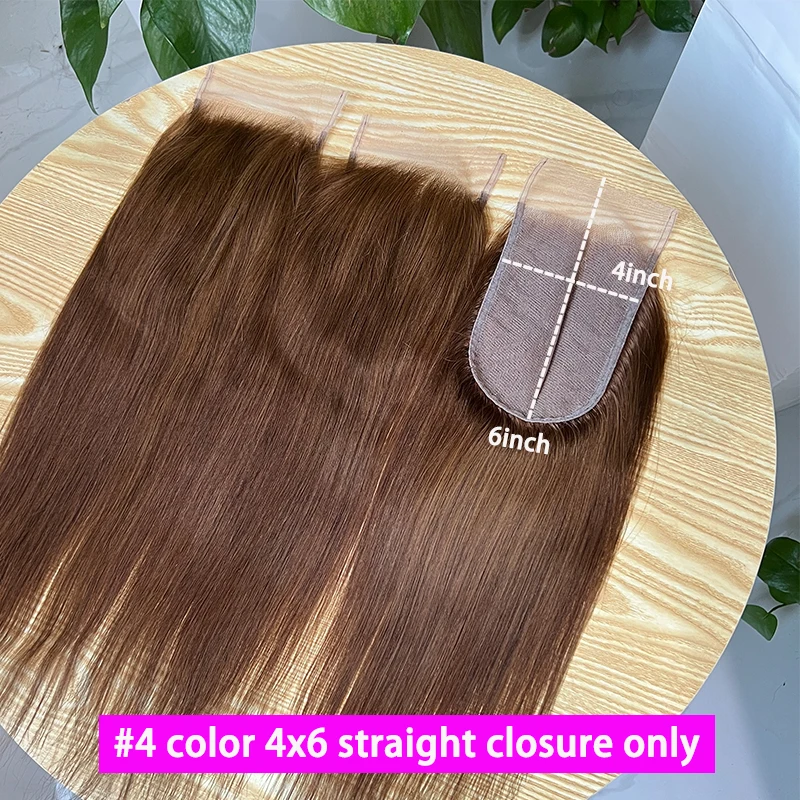 #4 Chocolate Brown Colored 4x6 Lace Closure Only Vietnamese Bone Straight Virgin Human Hair Transparent Lace Closure Swiss Lace