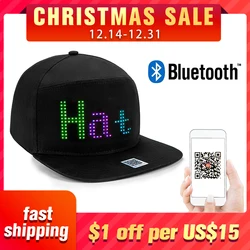 Stylish Bluetooth Led Hat Display Board Hip Hop Street Dance Party Parade Sunscreen Hiking Night Running Fishing Cap