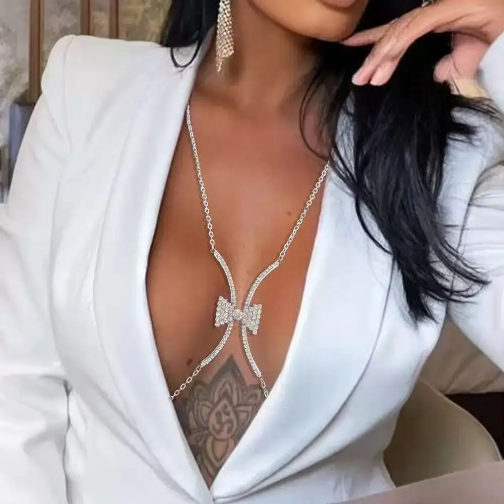 European and American Fashion Accessories Simple Ethnic Style Butterfly Bralette Women's Luxury Water Crystal Body Chain