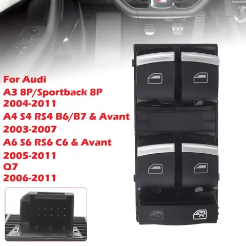 Interrupteur de commande de lève-vitre principal de voiture, pour Audi Q7 A3 8P/Sportback 8P A4 S4 RS4 B6/B7 A6 S6 RS6 C6 Avant 2004 – 2011