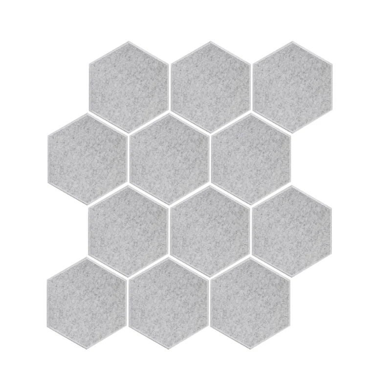 Pack 12 panneaux muraux hexagonaux insonorisants, carreaux acoustiques, Texture en Fiber Polyester, panneaux insonorisants