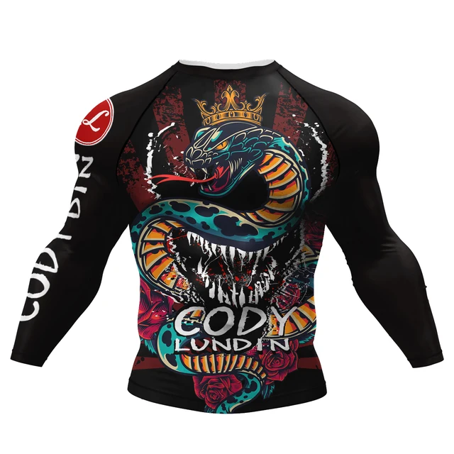 Cody Lundin mężczyźni koszulki fitness na siłownię jiu jitsu BJJ Running Rashguard śmieszne szkieletowe graficzne męskie ubrania sportowe trening bokserski Tees