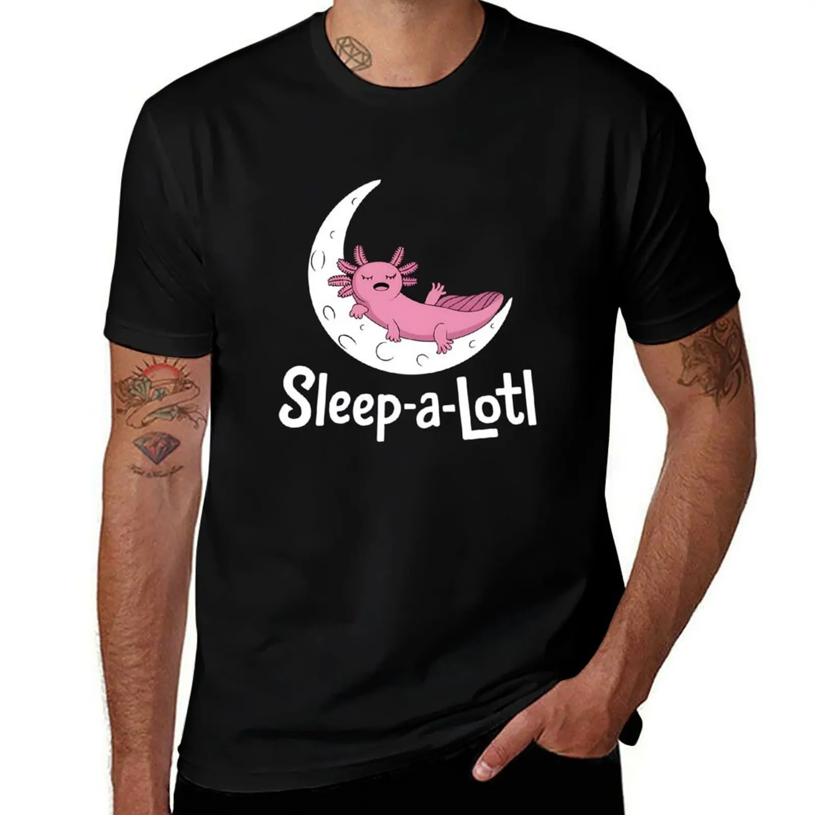 

SLEEP-A-LOTL Sleeping Axolotl Pyjamas T-Shirt boys whites blacks quick drying Men's t-shirts