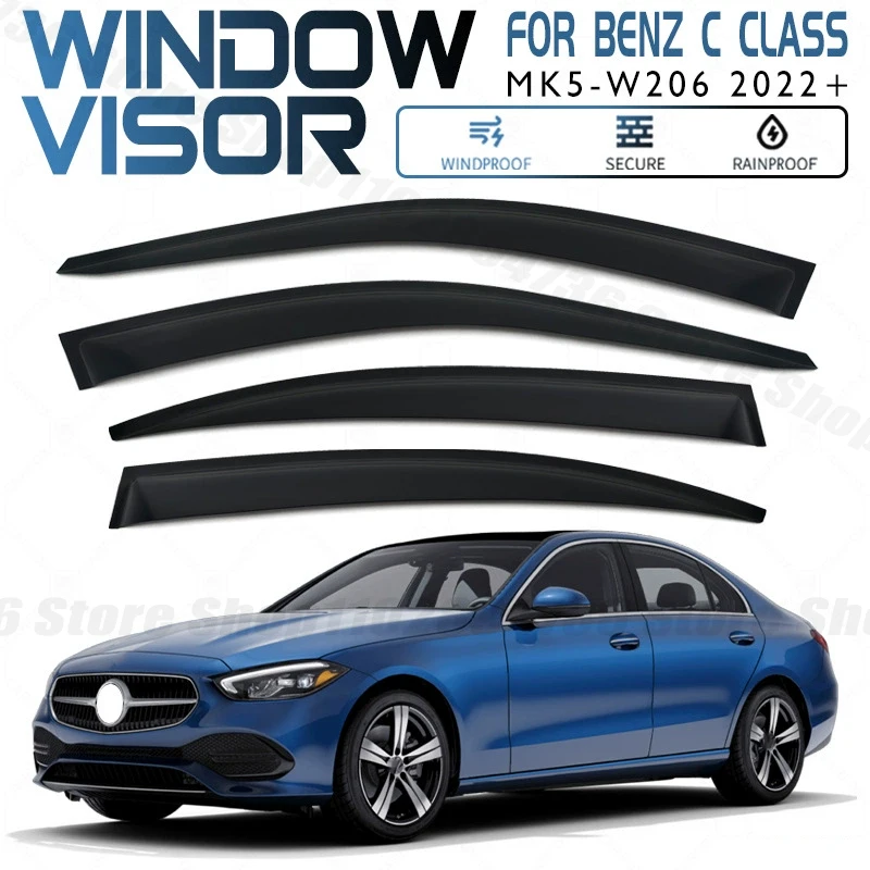 Window Visors For Mercedes-Benz C-Class MK5-W206 Side Window Rain Guard Wind Deflector Weathershield Vent Visor for Car Windows
