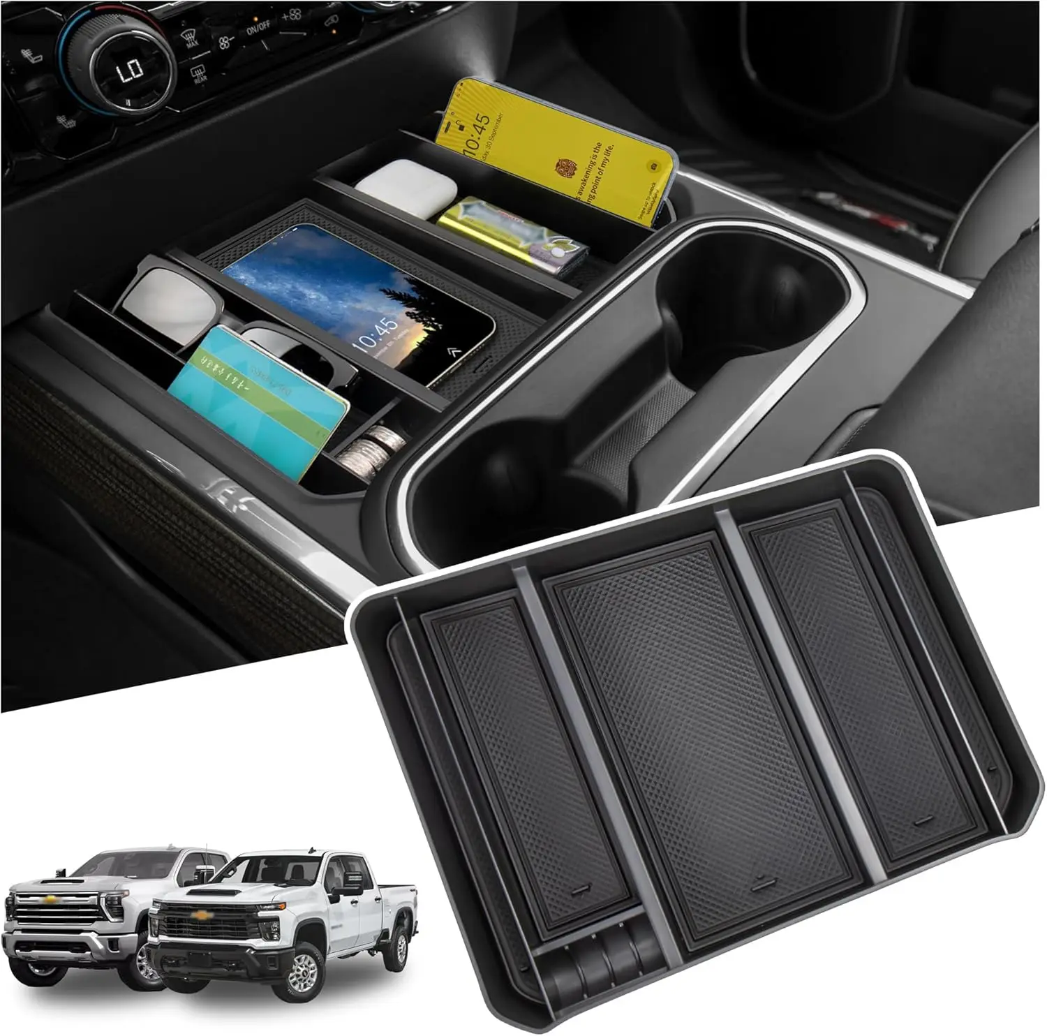 

Center Console Organizer Compatible with 2024-2026 2500 HD/3500HD Interior Accessories, Armrest