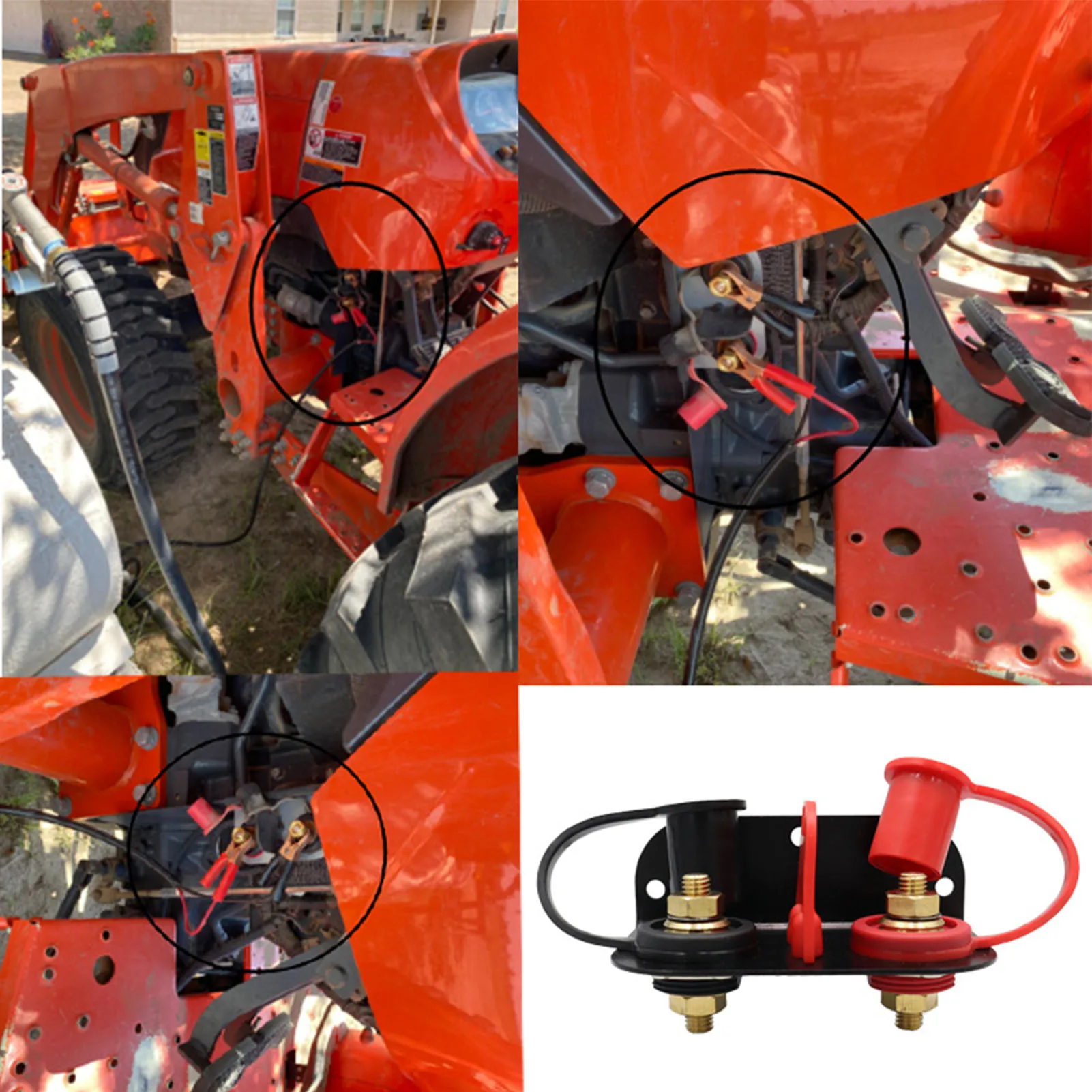 Car Remote Battery Jump Post Remote Battery Terminal Car Charging Jump Post Base Extension Cable Set for Tractor Lawn Mower