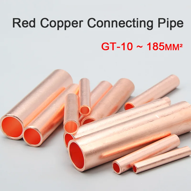 

GT-10 16 25 35 50 70 95 120 150 185 Red Copper Connecting Lug Pipe Wire Tube Joint Cable Hole Passing Crimp Terminal Fittings