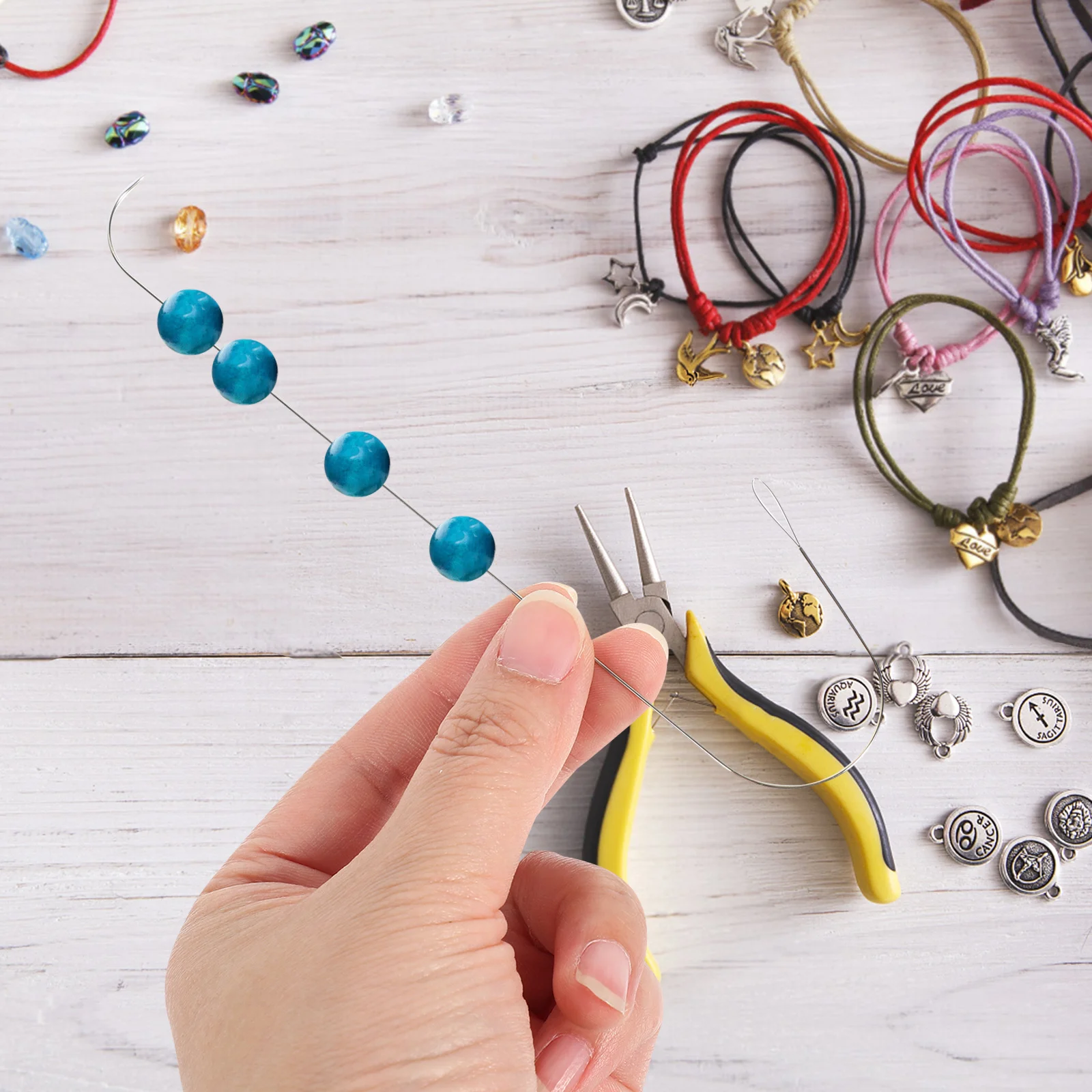 

6Pcs Zinc Alloy Beading Needles Multi-Use Bead Threading Tool for DIY Jewelry Making Convenient Craft Accessory