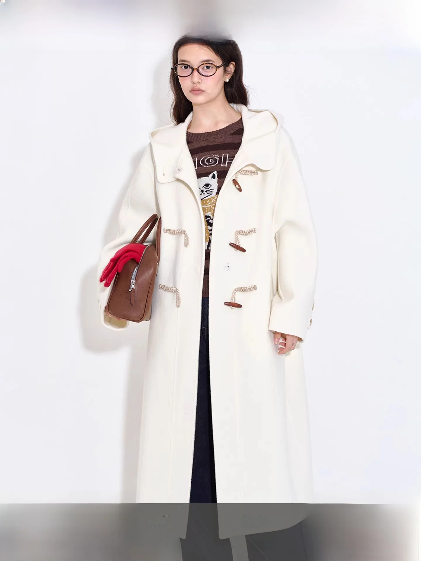 

Fano Classic 70 шерсть, лиоцелловая смесь цветов, шерстяное пальто с капюшоном и пуговицами, зимнее женское корейское пальто свободного кроя