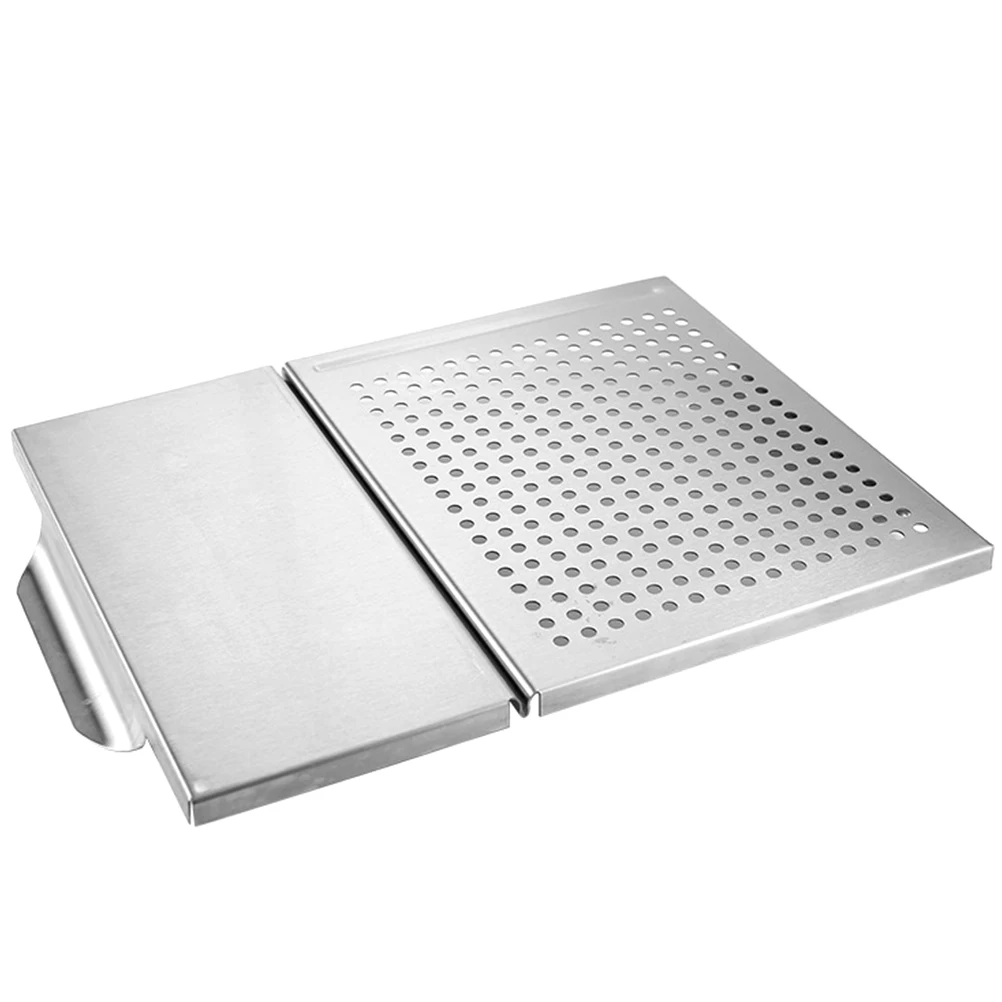

Stainless Steel Griddle for Gas Square Plate Barbecue Tray Bbq Accessory Home Grill Pan Hollow Grill Plate Handle Durable