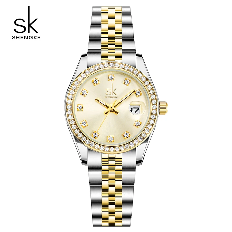 

Shengke Fashion Design Women's Quartz Wristwatches Top Luxury Woman's Watches Stainless Steel Strap Ladies Gifts Clock for Wife